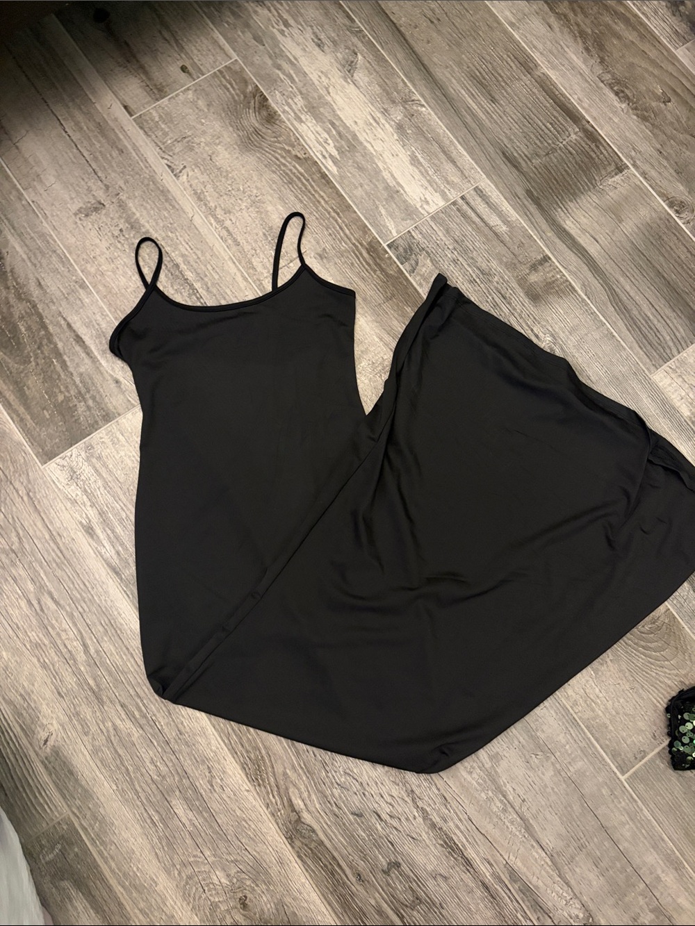 Black Slip Nightdress with Spaghetti Straps